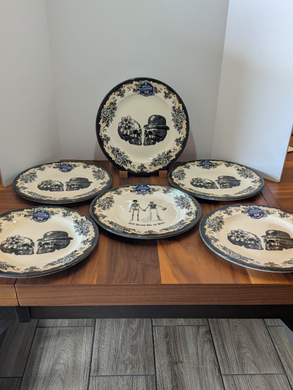 Royal Stafford 8.5" Salad Plate, Halloween, Bride and Groom SET OF 6